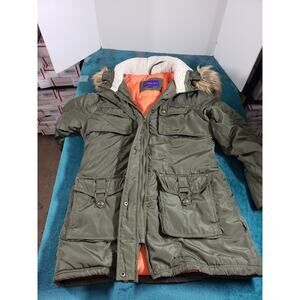 Madden Girl Jacket Size Large Womens Green Pockets Hooded Ladies Military